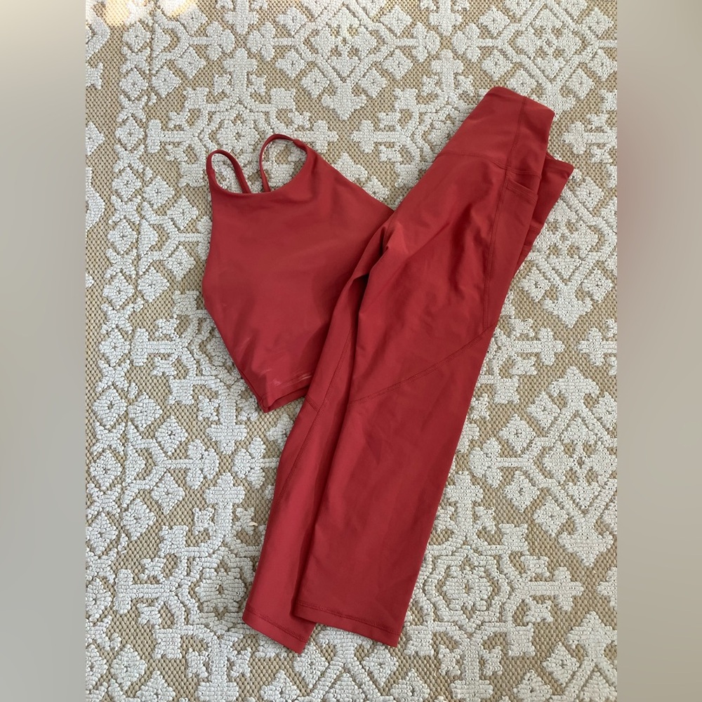 Red/orange Old Navy athletic set! Tank top and leggings!